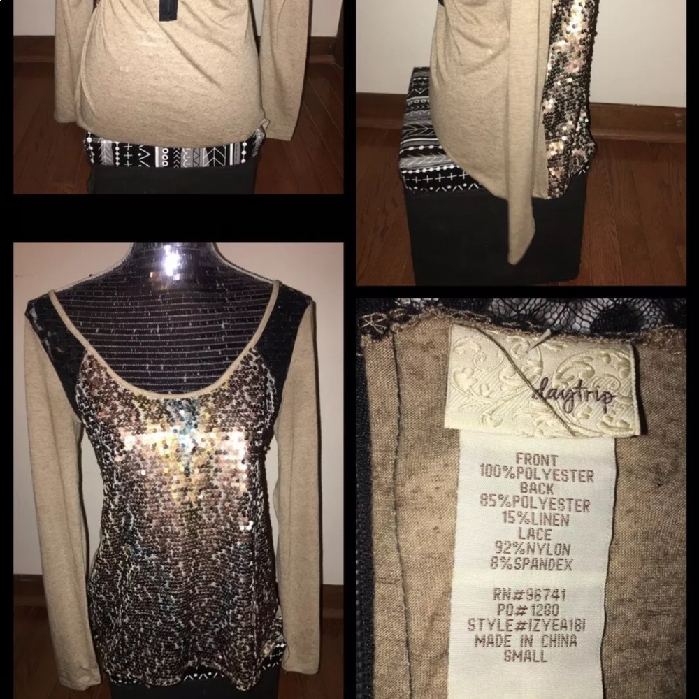 Day trip Long Sleeve BLING Top Size Small